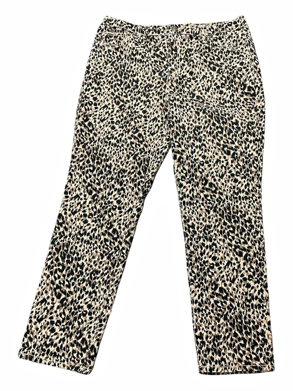 Terra & Sky Women's Plus Size Straight Leg Animal Print Jeans Animal Print
